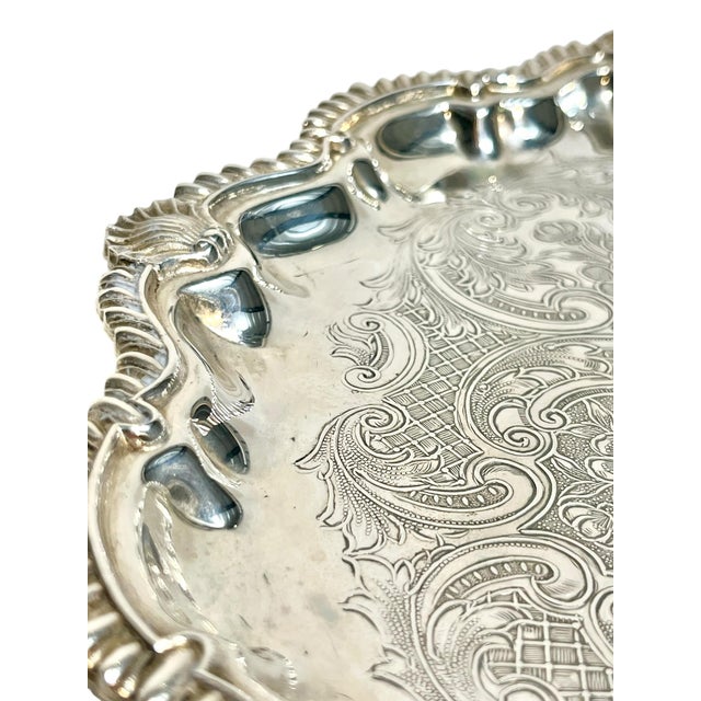 Antique English Sheffield Plate Silver Salver With Shell Detailing by Cooper and Sons For Sale - Image 9 of 14