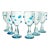 Mexican Aqua Blue Confetti Raised Pebble Mexican Blown Wine or Water Glasses - 6 pcs For Sale