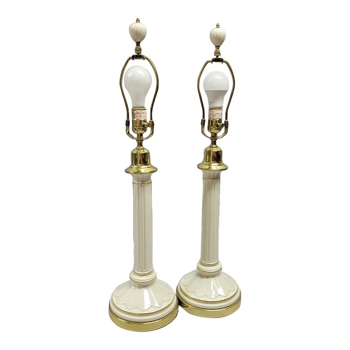 Vintage Lenox Table Lamps With Original Finials a Pair Chairish