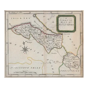 18th Century Flintshire Antique Welsh Map