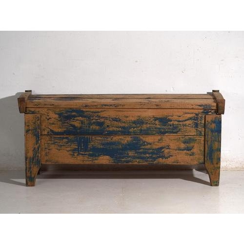 Blue Antique Blue-Painted Pine Chest, Central Europe, 1870 For Sale - Image 8 of 14