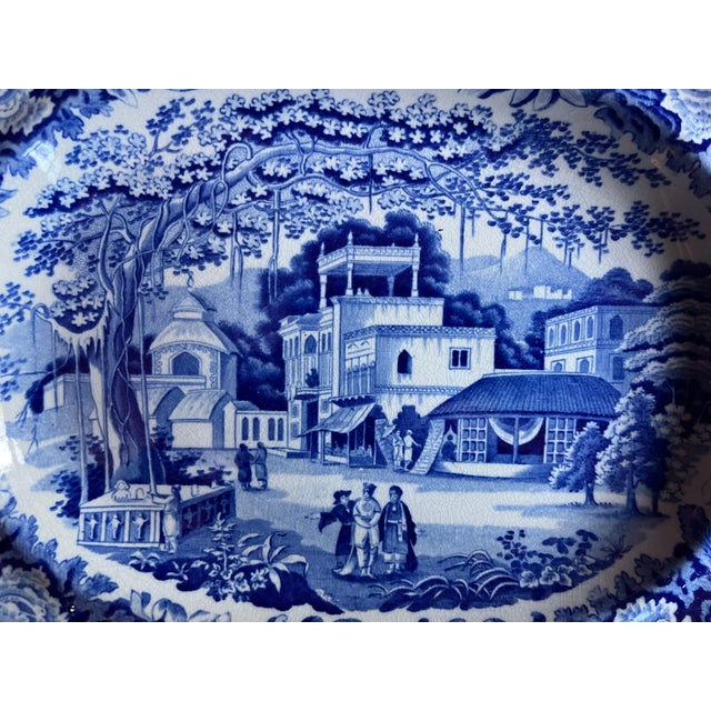 Antique early 19th century Riley's Semi-China blue and white transfer small platter in the Chinoiserie taste, circa 1820....