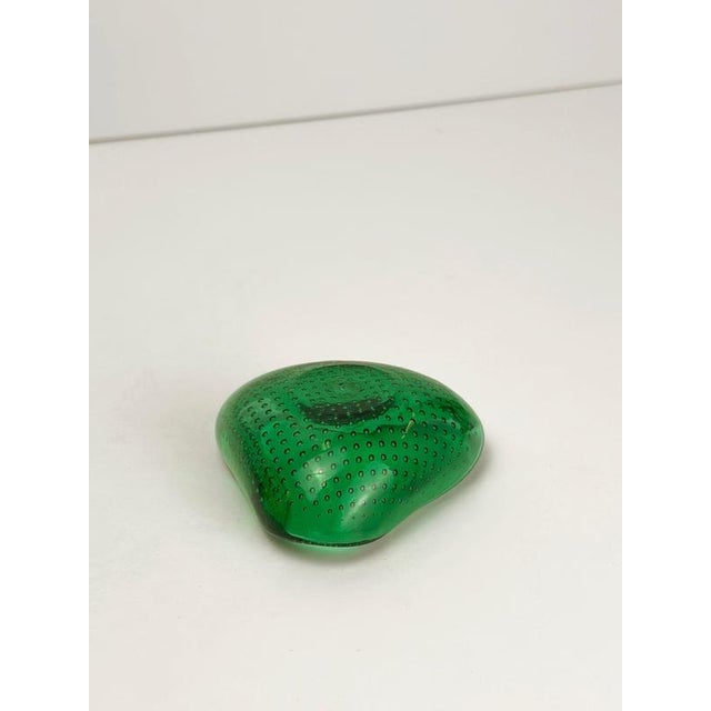 Green Murano Glass Triangular Green Bullicante Bowl by Seguso, Italy, 1960s For Sale - Image 8 of 10