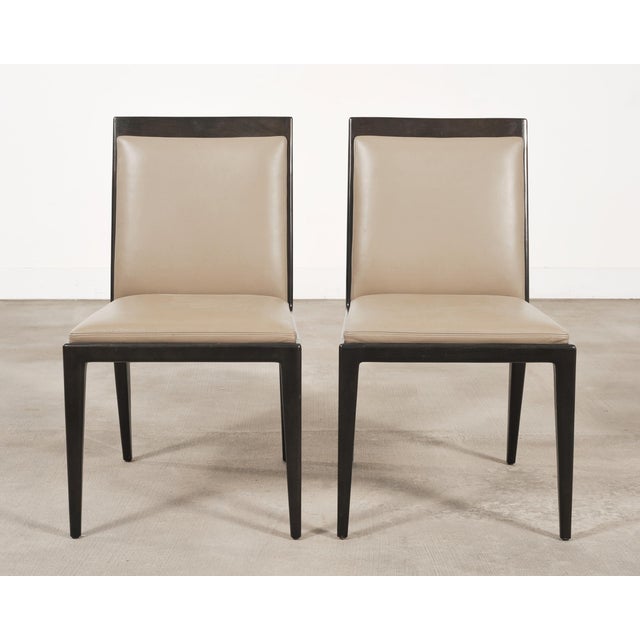 Set of Six Holly Hunt "Stiletto" Walnut Leather Dining Chairs For Sale - Image 12 of 18