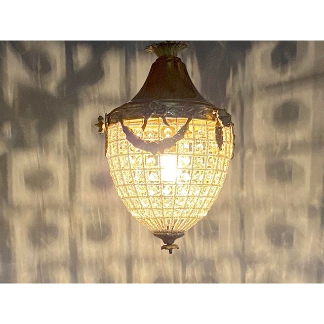 French Louis XVI Bronze Chandelier Lantern Late 20th C For Sale - Image 10 of 12