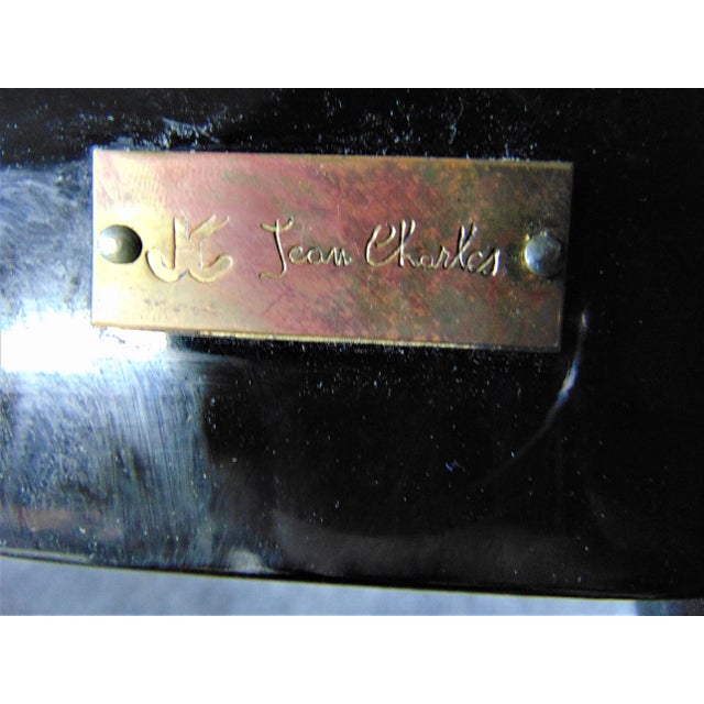 Metal Jean Charles Regency Black Lacquered Lounge Chair For Sale - Image 7 of 9