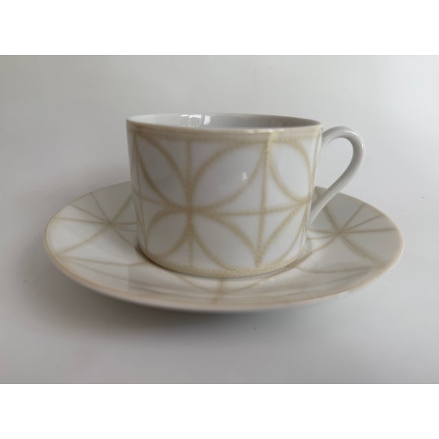 Postmodern Lino Avorio Cup with Saucer and Plate by Emilio Bergamin for Taitü, 1997, Set of 3 For Sale - Image 3 of 7