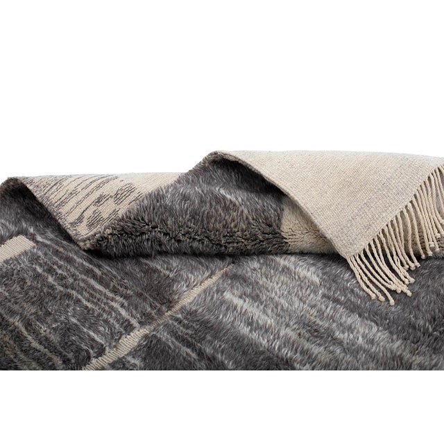 Abstract Scattered Organic Hand-Knotted Wool Rug | 9'5" X 8'1" | One of a Kind For Sale - Image 6 of 7