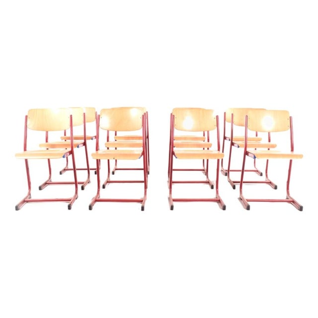 Vintage School Chairs, 1950s, Set of 12 For Sale - Image 6 of 6