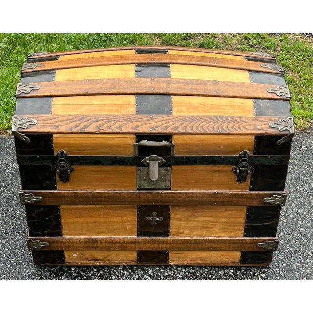 Boho Chic Antique 19th Century Steamer Trunk. For Sale - Image 3 of 11