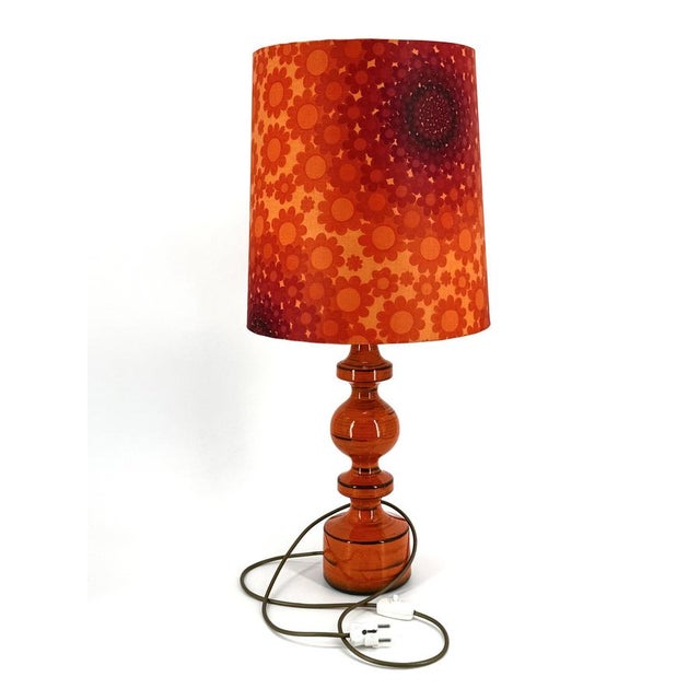 Table Lamp with Floral Pattern on Ceramic Base, 1960s-1970s For Sale - Image 12 of 12