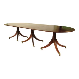 19th Century English Triple Pedestal Dining Table For Sale