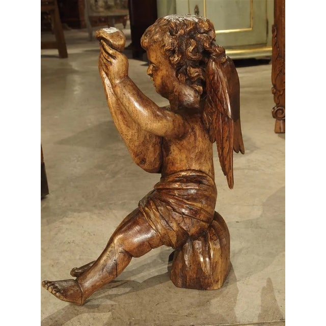 Antique Carved Wooden Cherub From Puy-En-Velay France, 18th Century For Sale - Image 12 of 13