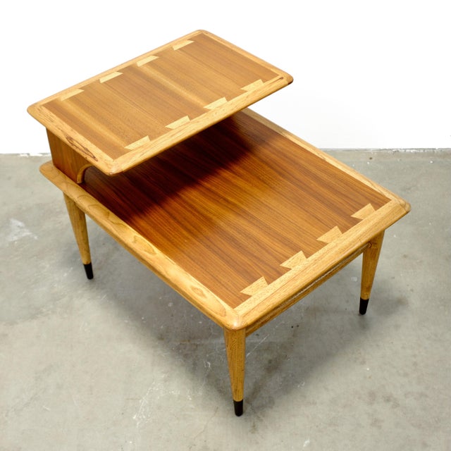 Lane Furniture Lane “Acclaim” Walnut & Ash Side Table / Step Table For Sale - Image 4 of 7