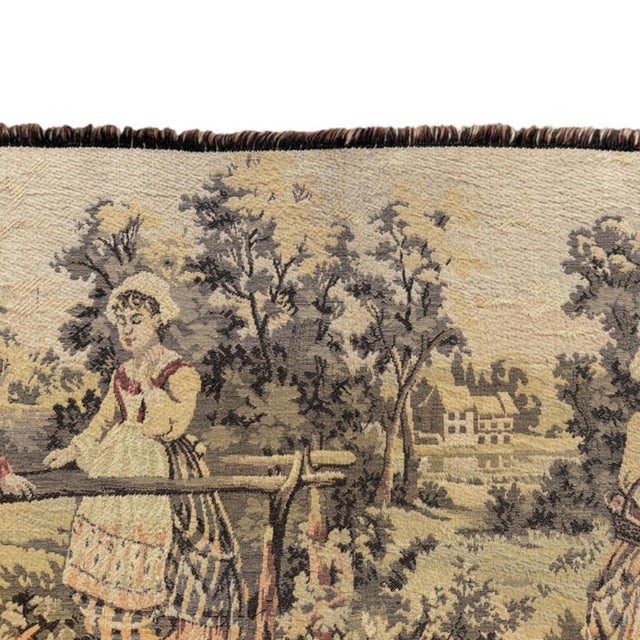 Early 20th Century Vintage French Aubusson Style Pastoral Courtship Jacquard Tapestry For Sale - Image 5 of 8