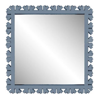 Fleur Home Audubon Bamboo Sticks Square Mirror in Bachelor Blue, 24x24 For Sale