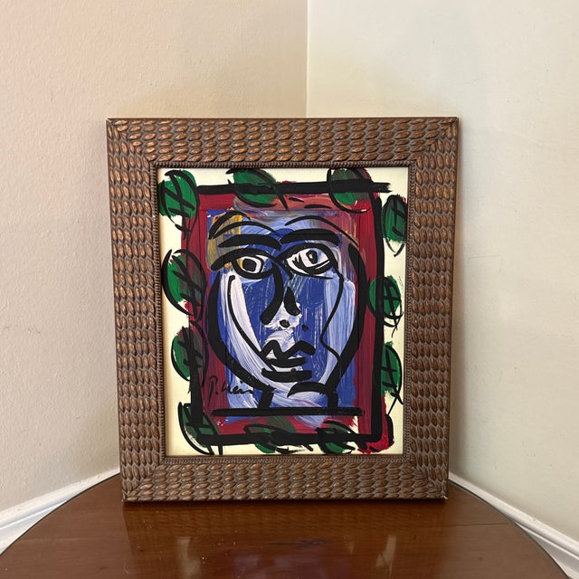 1970s Vintage Abstract Portraiture; Original Artwork by Peter Robert Keil, Framed For Sale In Atlanta - Image 6 of 7