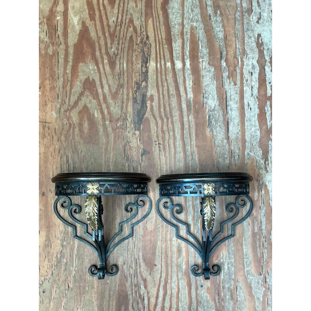 Vintage Maitland Smith Ornate Metal Wall Brackets - Set of 2 For Sale - Image 18 of 18