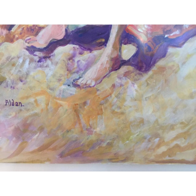 Realism Sunbathers Beach Scene Painting For Sale - Image 3 of 12