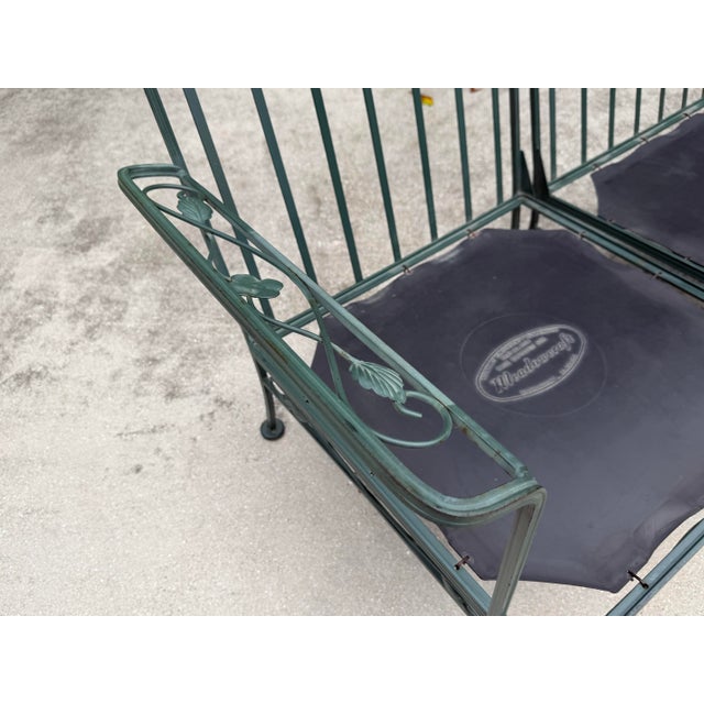 Late 20th Century Vintage 74” Meadowcraft 3-Piece Modular Wrought Iron Garden Sofa For Sale - Image 5 of 12