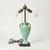 An exceptional art deco era double bulb ceramic table lamp in turquoise celadon green. Interesting imperfect glazing....