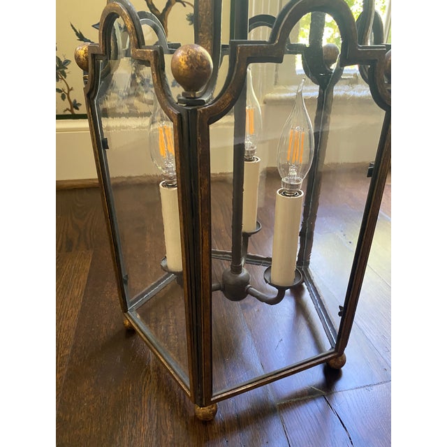 Modern Paul Ferrante Iron Chandelier With Gold Leaf For Sale - Image 3 of 11