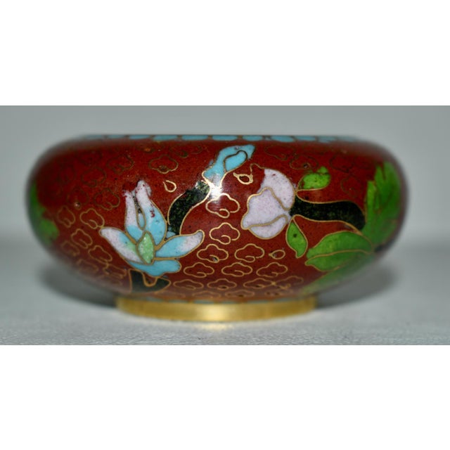 Chinese Vintage Mini Cloisonné Bowl W/Floral Design For Sale - Image 3 of 8