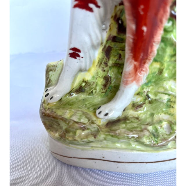 19th Century Antique English Staffordshire Girl Riding Spaniel Dog Figurine For Sale - Image 12 of 18