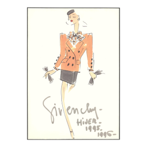 1995-1996 Rare Givenchy Couture Fashion Design Print, With Documentation, Matted