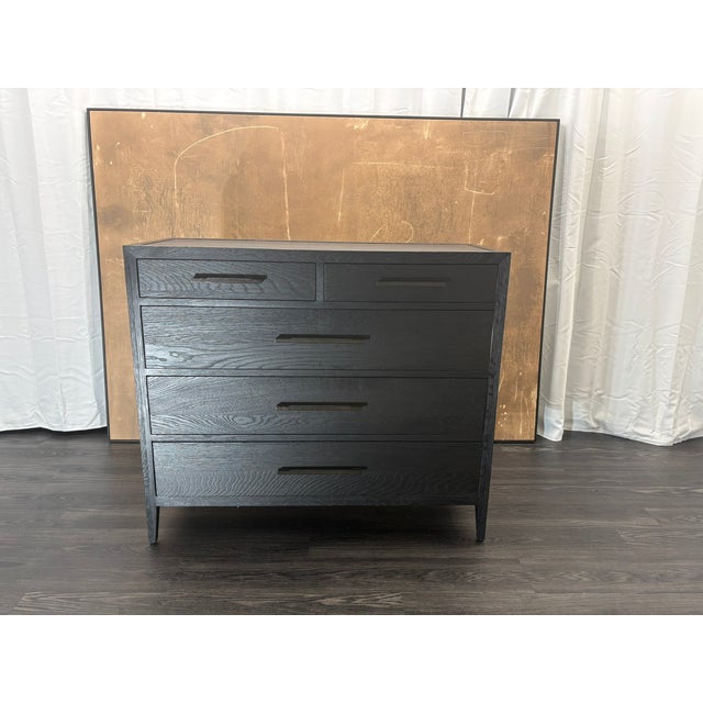 Black Rh French Contemporary 5-Drawer Dresser Black Oak | Satin Bronze Hardware | Designed by Van Thiels For Sale - Image 8 of 18