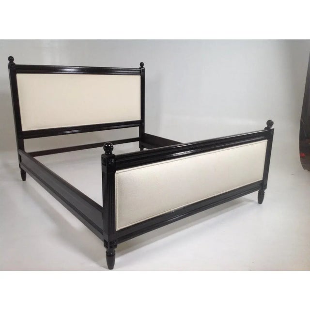 Modern Modern Cream Chenille Upholstered Cal King Size Bedframe For Sale - Image 3 of 5