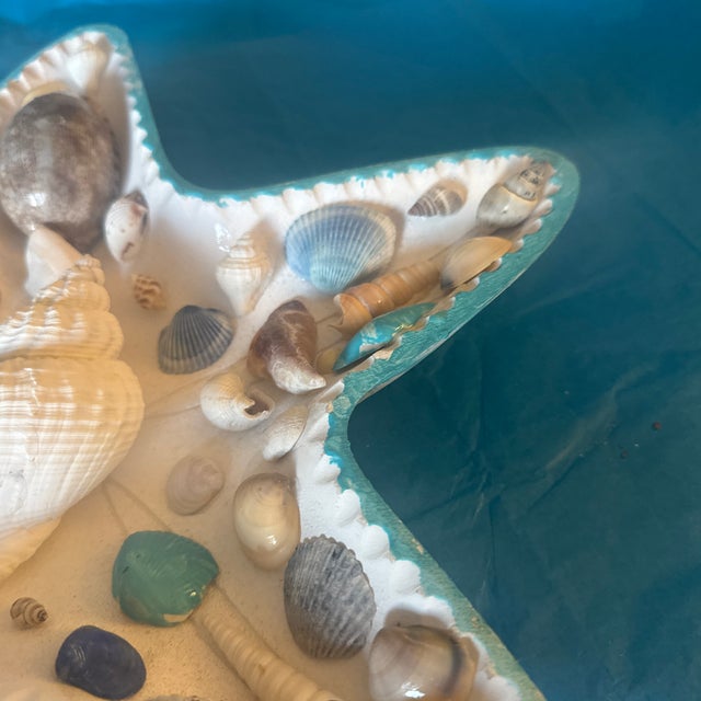 2010s Charming Starfish-Shaped Coastal Decor Tray With Real Mixed Seashells For Sale - Image 5 of 7