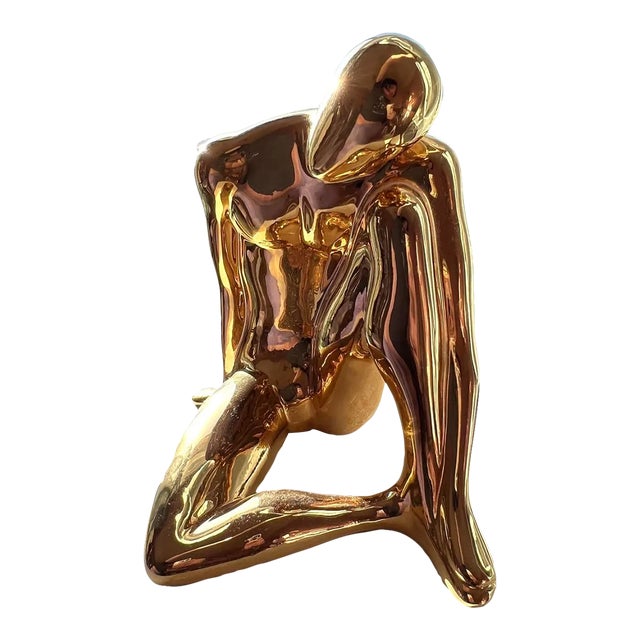 1970 Jaru California Postmodern 18k Gold-Plate Woman Figure Sculpture For Sale