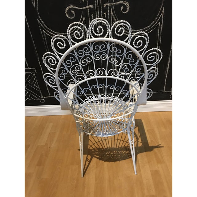 Art Nouveau 1960s Mid Century John Salterini White Iron Peacock Patio Set - 5 Pieces For Sale - Image 3 of 8