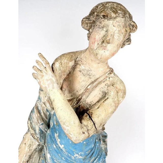17th Century Italian Carved and Polychrome Angel Figures - a Pair For Sale In Boston - Image 6 of 11
