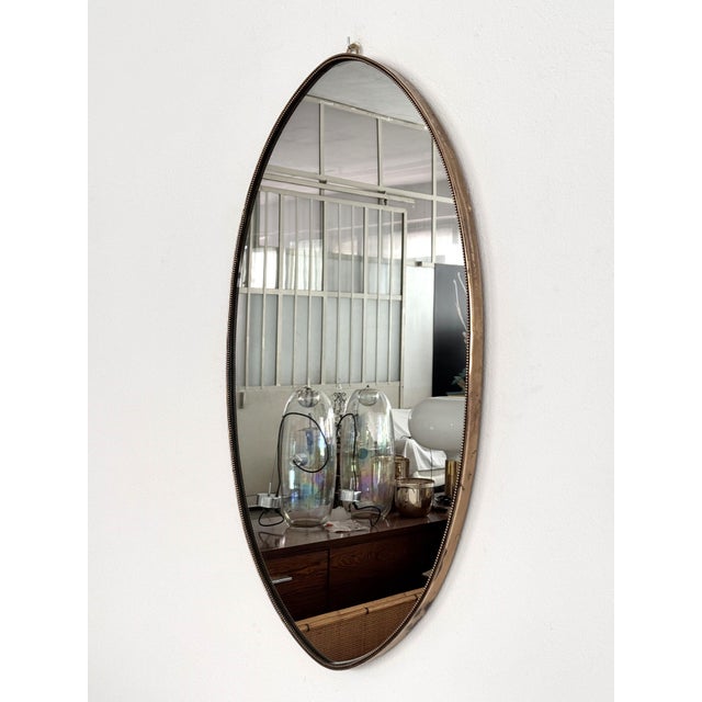 Italian Mid-Century Wall Mirror with Brass Frame and Glass, 1970s For Sale - Image 14 of 18