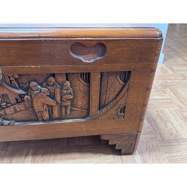 Mid-Century Hand-Carved Chinese Camphor Wood Chest, Hong Kong For Sale - Image 11 of 12