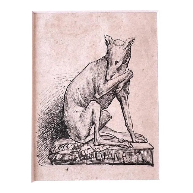 Frans Stracké, Diana, Ink Drawing, 19th Century For Sale