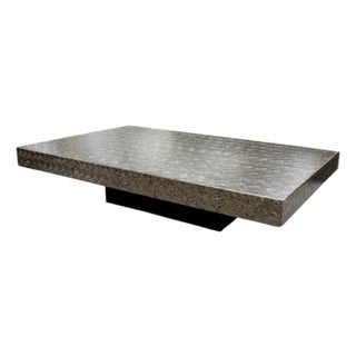 Large Brutalist Metal Coffee Table For Sale