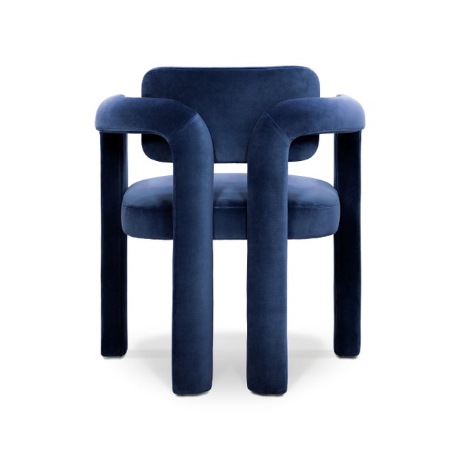 Double Arch Dining Chairs in Navy Blue Cotton Velvet from Insidherland, Set of 12 For Sale - Image 6 of 14