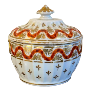 Antique 18th Century Worcester Porcelain Sugar Bowl Sucrier and Cover