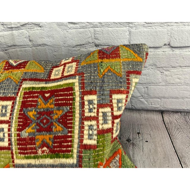 Turkish 16 x 24 Kilim Pillow Aegean Essence Turkish Pillow Cushion Cover For Sale - Image 3 of 4