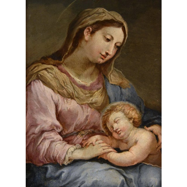 Circle of Sebastiano Conca, Madonna and Child, Oil on Copper, 1740, Framed For Sale - Image 10 of 13