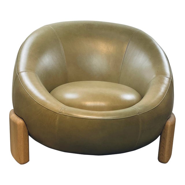 Theodore Alexander Modern Light Bronze Leather Arlo Club Chair For Sale