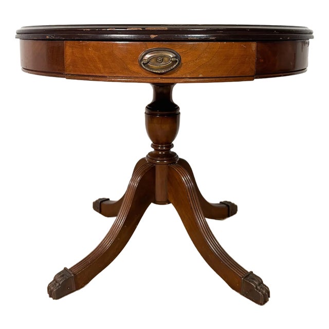 1960s Burl Wood Top Pedestal Table For Sale