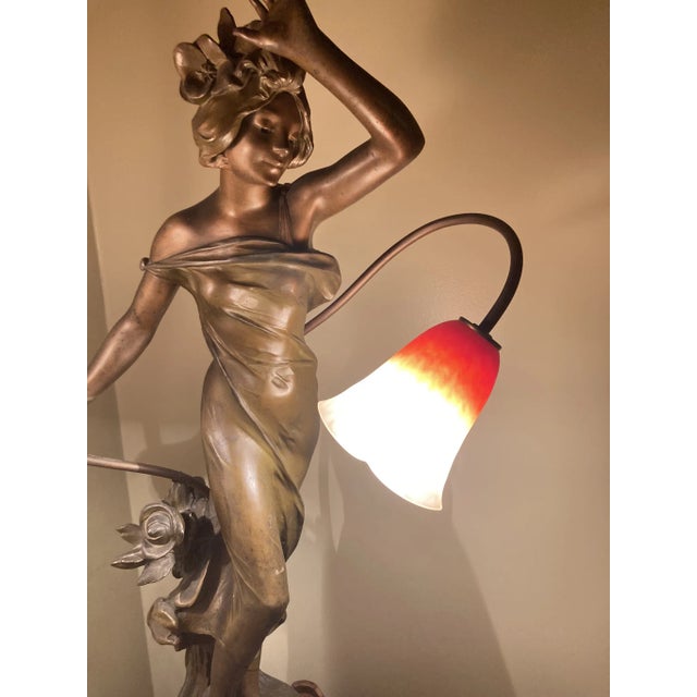 Art Nouveau 1900s Art Nouveau Lamp by J. Causse For Sale - Image 3 of 7