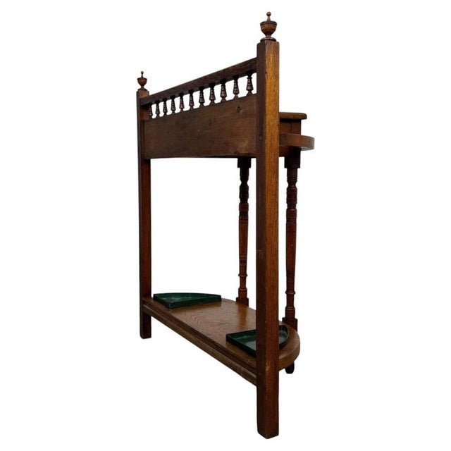 Antique Early 20th Century English Edwardian Golden Oak Hall Stand For Sale - Image 6 of 11