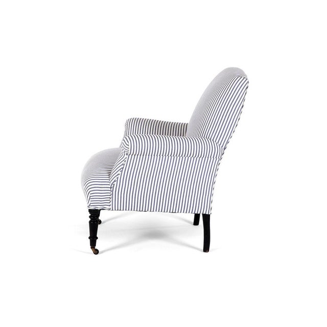 French Armchair in Princeton Ticking For Sale - Image 3 of 13