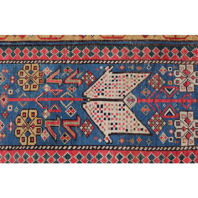 Antique Caucasian Shirvan Rug With Tribal Design and Motifs in Vivid Colors For Sale - Image 9 of 12