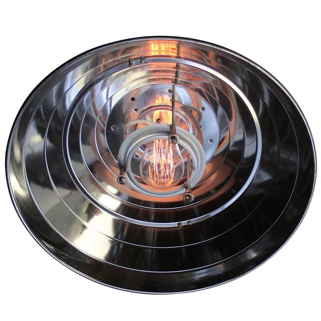 Vintage American Metal Mirror Medical Pedant Light For Sale - Image 4 of 7